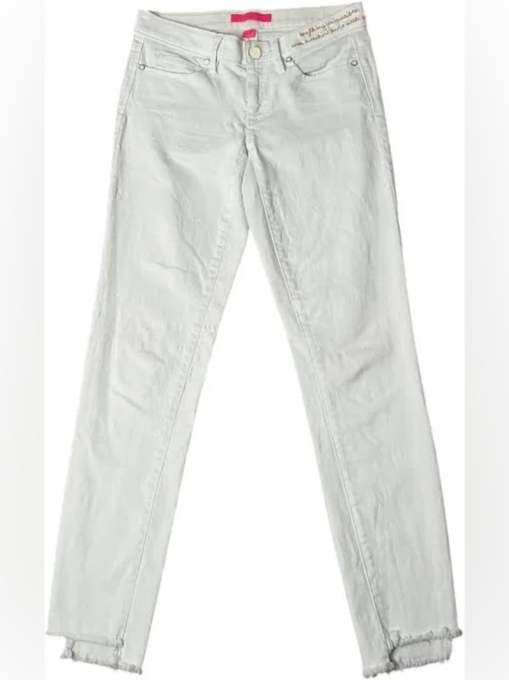 Lilly Pulitzer Women's Size 2 White Skinny Jeans with Raw Hem